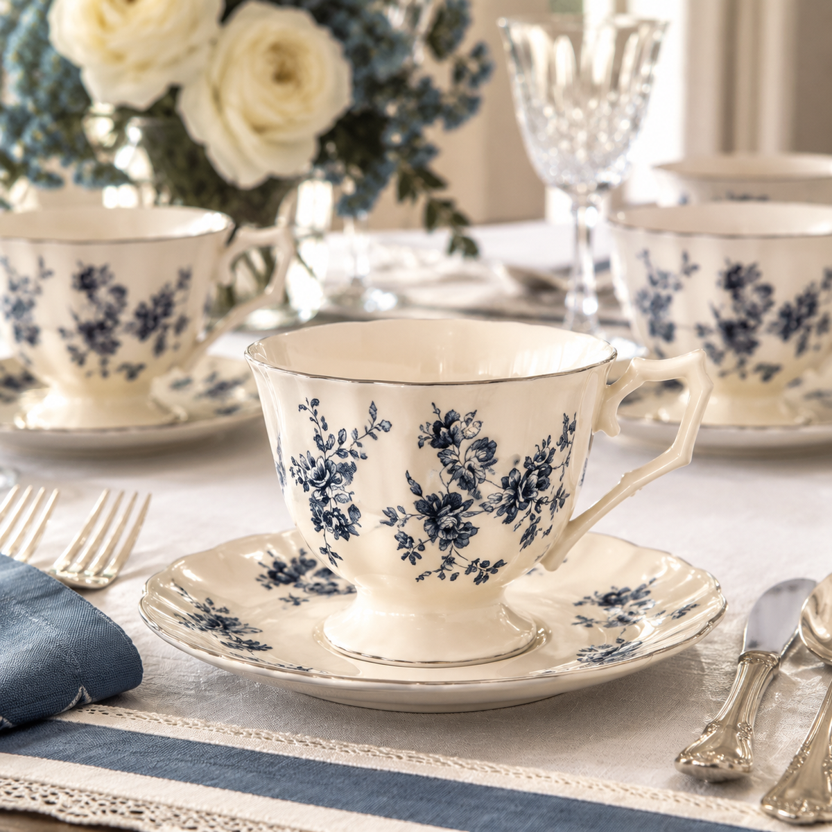 Combo Conjunto Floral | Violette Élégance + Bleu Botanique Imperial 20% DE DESCONTO